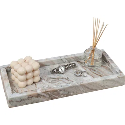 Happimess Luxe Stone Classic Minimalist Rectangular Marble Bathroom Countertop Tray In Gray