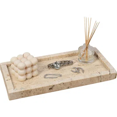 Happimess Luxe Stone Classic Minimalist Rectangular Marble Bathroom Countertop Tray In Neutral