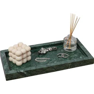 Happimess Luxe Stone Classic Minimalist Rectangular Marble Bathroom Countertop Tray In Green