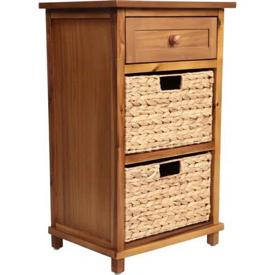 Happimess Malibu Rustic Handcrafted Acacia Wood Accent Storage Nightstand With Drawer And 2 Water Hy In Brown