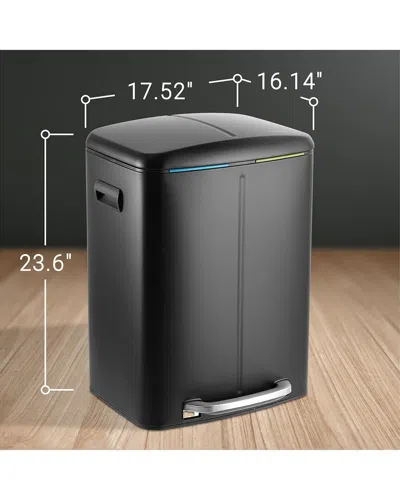 Happimess Marco Rectangular 10.5gal Double Bucket Trash Can With Soft-close Lid In Black