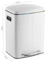 Happimess Marco Rectangular 10.5gal Double Bucket Trash Can With Soft-close Lid In White