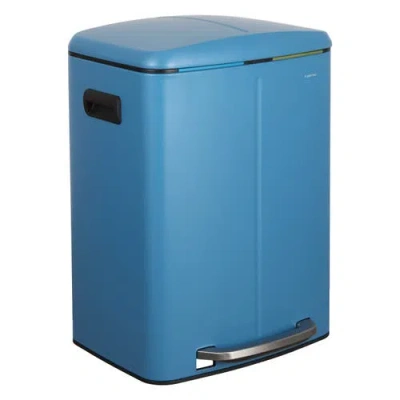 Happimess Marco Rectangular Dual Compartment Trash Can With Soft-close Lid In Blue
