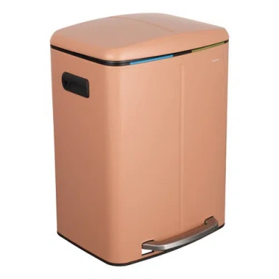 Happimess Marco Rectangular Dual Compartment Trash Can With Soft-close Lid In Orange