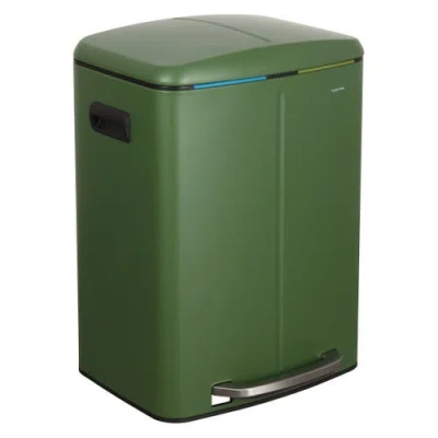 Happimess Marco Rectangular Dual Compartment Trash Can With Soft-close Lid In Green