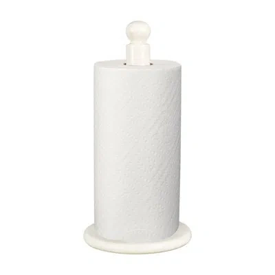 Happimess Margot Vintage Classic Marble With Non Slip Weighted Base Paper Towel Holder In White Marble