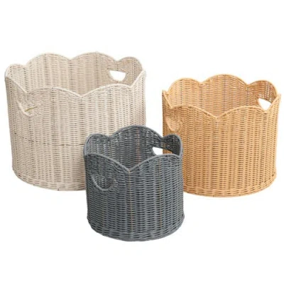 Happimess Maris Resin/metal Scalloped Edge Nesting Storage Baskets With Handles In Multi