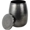 Happimess Merida Modern Rustic Hammered Metal Drum Storage Side Table With Lid