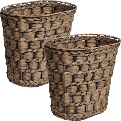 Happimess Miles Handwoven Water Hyacinth 4.5-gallon Tapered Oval Wicker Watebasket In Brown