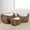 Happimess Nellie Farmhouse Classic Handwoven Hyacinth Storage Boat Baskets With Handles (set Of 3) In Brown