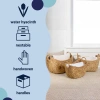 Happimess Nellie Farmhouse Classic Handwoven Hyacinth Storage Boat Baskets With Handles, In Natural