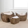 Happimess Nellie Farmhouse Classic Handwoven Hyacinth Storage Boat Baskets With Handles (set Of 3)