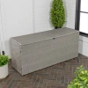 Happimess Nino Modern Minimalist Outdoor Faux Wicker Deck And Patio Storage Box In Gray