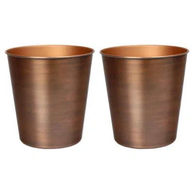 Happimess Nolan Modern Classic Smooth Steel 2 Gal Waste Bin In Brown