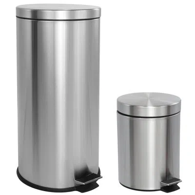 Happimess Oscar Stainless Steel 8 Gallon Step-on Trash Can In Silver