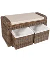 Happimess Palermo 34.50in 2 Drawer Wicker Storage Bench