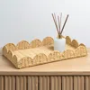 Happimess Parker Southwestern Cottage Resin Scalloped Rectangular Decorative Serving Trays, In Brown