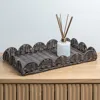 Happimess Parker Southwestern Cottage Resin Scalloped Rectangular Decorative Serving Trays (set Of 3) In Dark Brown