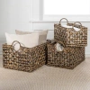 Happimess Quinn Bohemian Cottage Woven Hyacinth Rectangular Storage Baskets With Handles (set Of 3) In Brown