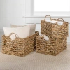 Happimess Quinn Bohemian Cottage Woven Hyacinth Rectangular Storage Baskets With Handles, In Natural