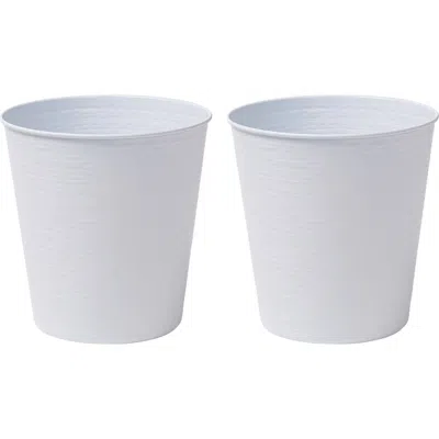 Happimess Remi Modern Classic Textured Steel 2 Gal Waste Bin In White