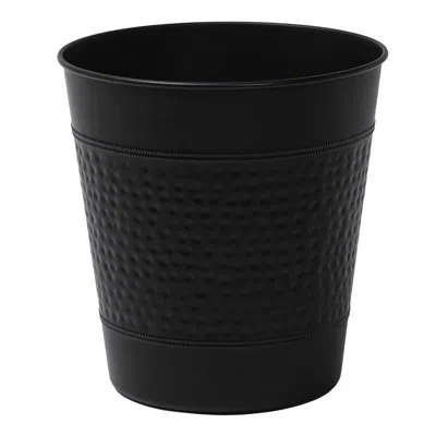 Happimess Riley Modern Classic Hammered Steel Accent 2-gallon Wastebasket In Matte Black