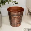Happimess Riley Modern Classic Hammered Steel Accent Waste Bin In Brown