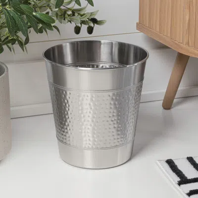HAPPIMESS RILEY MODERN CLASSIC HAMMERED STEEL ACCENT WASTE BIN