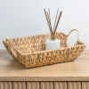 Happimess Rowan Bohemian Cottage Handwoven Hyacinth Rectangular Decorative Basket Trays With Handles In Natural