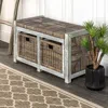 Happimess Rustic 30" 2 Drawer Wicker Storage Bench