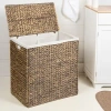 Happimess Sawyer Classic Farmhouse Handwoven Hyacinth 2-section Collapsible Laundry Hamper With Wash In Brown