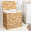 Happimess Sawyer Classic Farmhouse Handwoven Hyacinth 2-section Collapsible Laundry Hamper With Wash