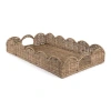 Happimess Scalloped 21.5in Southwestern Cottage Hand-woven Rattan Tray With Handles In Natural