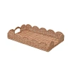 Happimess Scalloped 21.5" Southwestern Cottage Hand-woven Rattan Tray With Handles, Natural In Brown