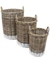 Happimess Set Of 3 Ternion Cottage Hand-woven Rattan Nesting Baskets With Handles