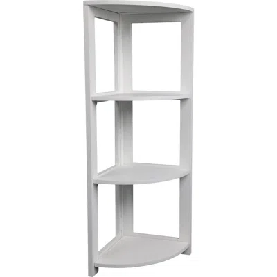 Happimess Terra Rustic Handcrafted Acacia Wood 4-tier Indoor/outdoor Folding Corner Storage Rack In White