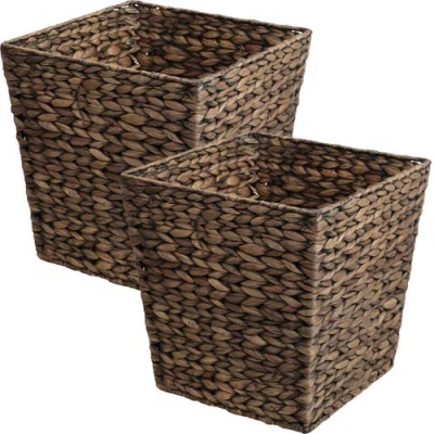 Happimess Theo Handwoven Water Hyacinth 4.8-gallon Tapered Square Wicker Watebasket In Brown