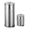 Happimess Theo Retro 8-gallon Step Trash Can With Soft-close Lid And Free Mini Trash Can, Charcoal Black In Silver