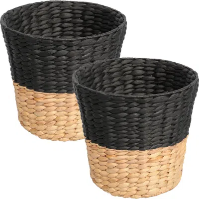 Happimess Toby Two-tone Handwoven Water Hyacinth 3.1-gallon Tapered Round Wicker Watebasket In Multi