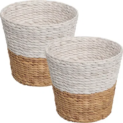 Happimess Toby Two-tone Handwoven Water Hyacinth 3.1-gallon Tapered Round Wicker Watebasket In Multi