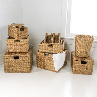 Happimess Traditional Assorted Hand-woven Hyacinth/iron Baskets (set Of 10) In Natural