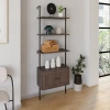 Happimess Tulare 72.05" Midcentury Industrial 4-shelf Wood Wall-mounted Open Ladder Bookcase With Ca In Brown/black