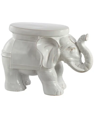 Happimess White Elephant 14.2in Garden Stool