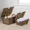 Happimess Wilder Classic Farmhouse Woven Hyacinth Rectangular Storage Baskets With Lids And Handles (set Of 2)