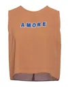 Happiness Woman Top Tan Size M/l Polyester, Elastane In Brown