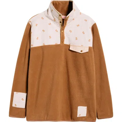Happy Camp3r Campy Dreams Fleece Quarter Snap Pullover In Brown