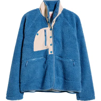 Happy Camp3r Denim Blue Fleece Quarter Snap Pullover