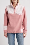 Happy Camp3r Ditsy Daisy Henley Pullover In Pink