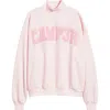 Happy Camp3r Ditsy Daisy Logo Appliqué Mock Neck Graphic Sweatshirt In Pink