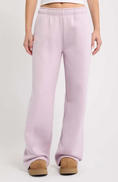 Happy Camp3r Fleece Wide Leg Sweatpants In Lilac